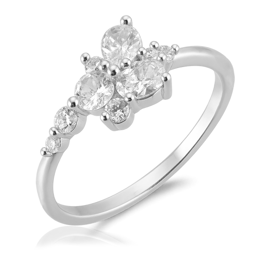 Anillo Dalia White Plata