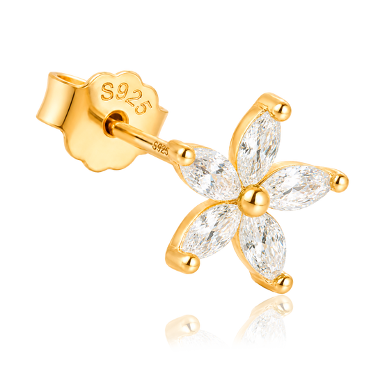 Pendiente Flor Blanca Oro