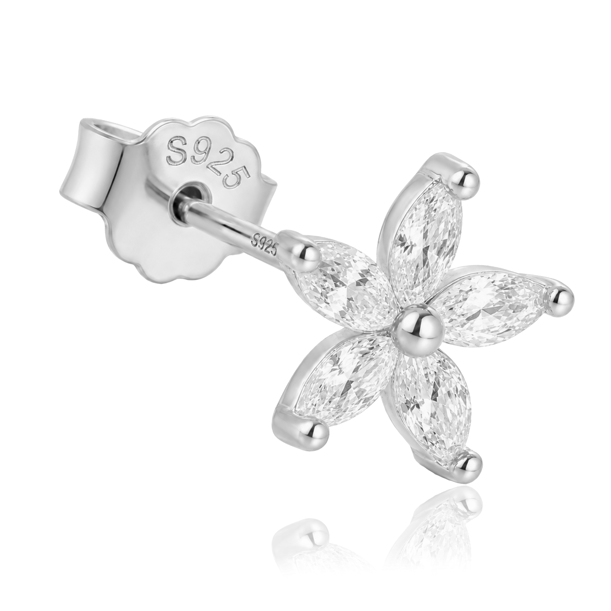 Pendiente Flor Blanca Plata