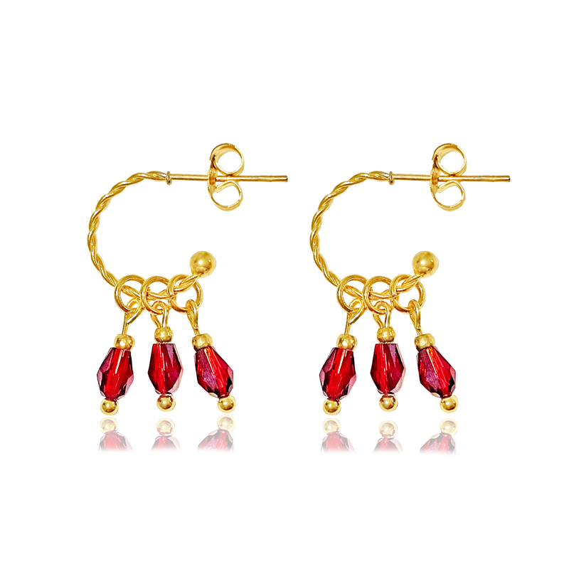 Aros Rubí Charms Oro