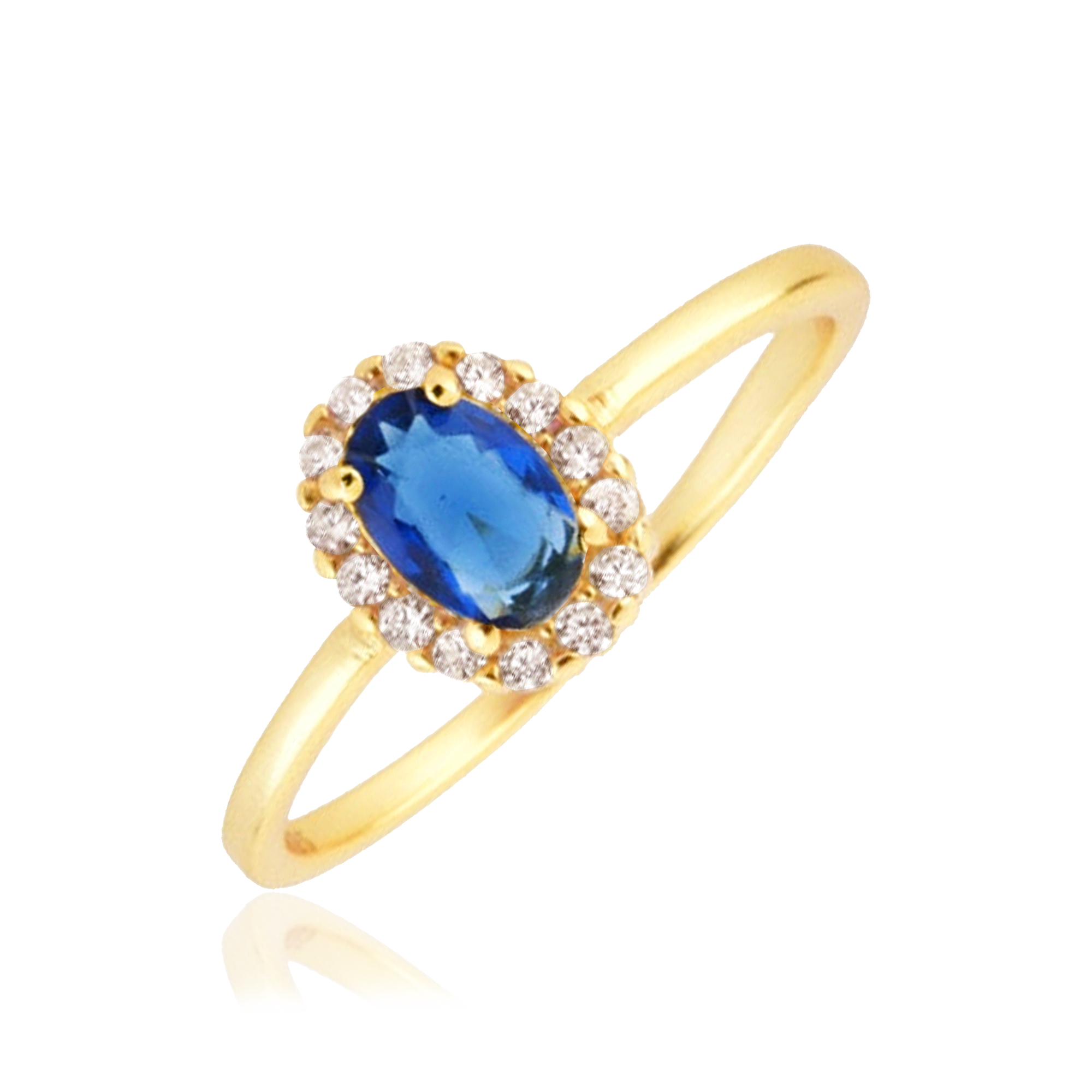 Anillo Oval Blue Oro