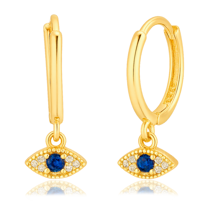 Blue Eyesclum Gold Earrings 
