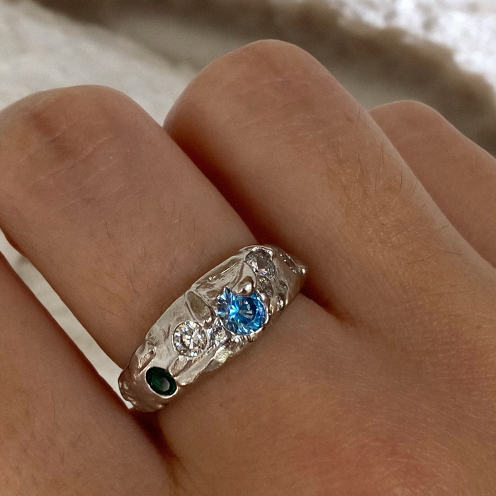 Anello Veyra Blu Argento