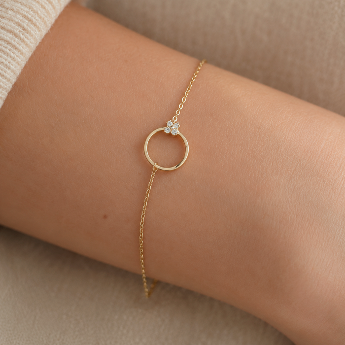 Pulsera Circle Mini Flower Oro