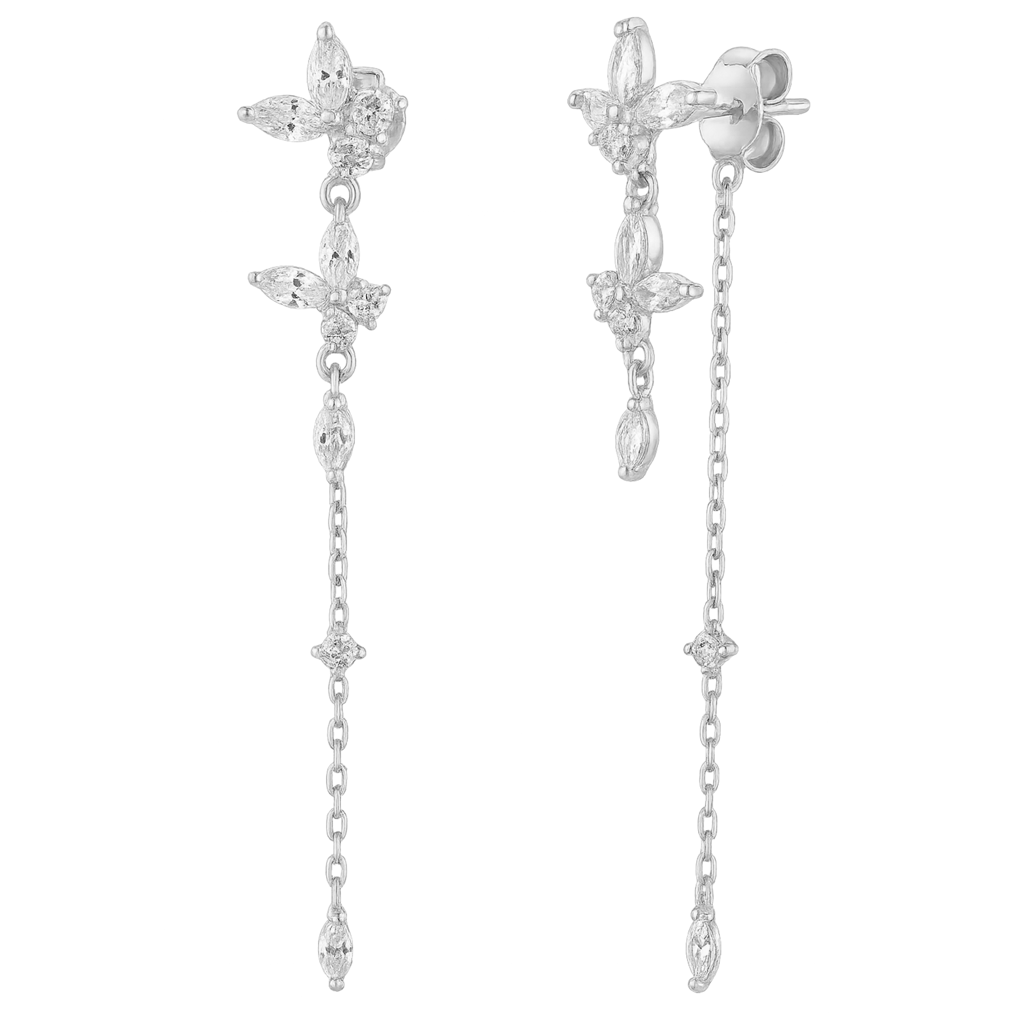 Brigitte White Silver Earrings 