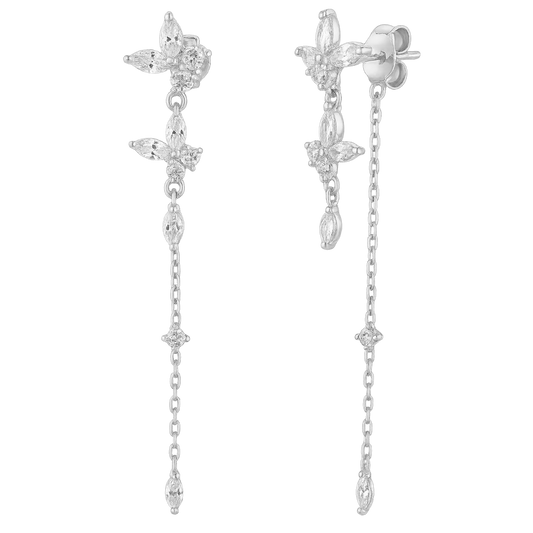 Brigitte White Silver Earrings 