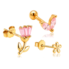 Set Baby Pink Flowers Oro