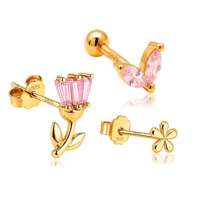 Set Baby Pink Flowers Oro