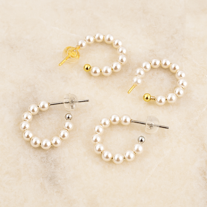 Gold Multi Pearl Hoops