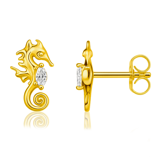 Pendientes Mini Caballito de Mar Oro
