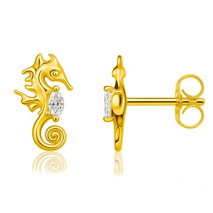 Pendientes Mini Caballito de Mar Oro