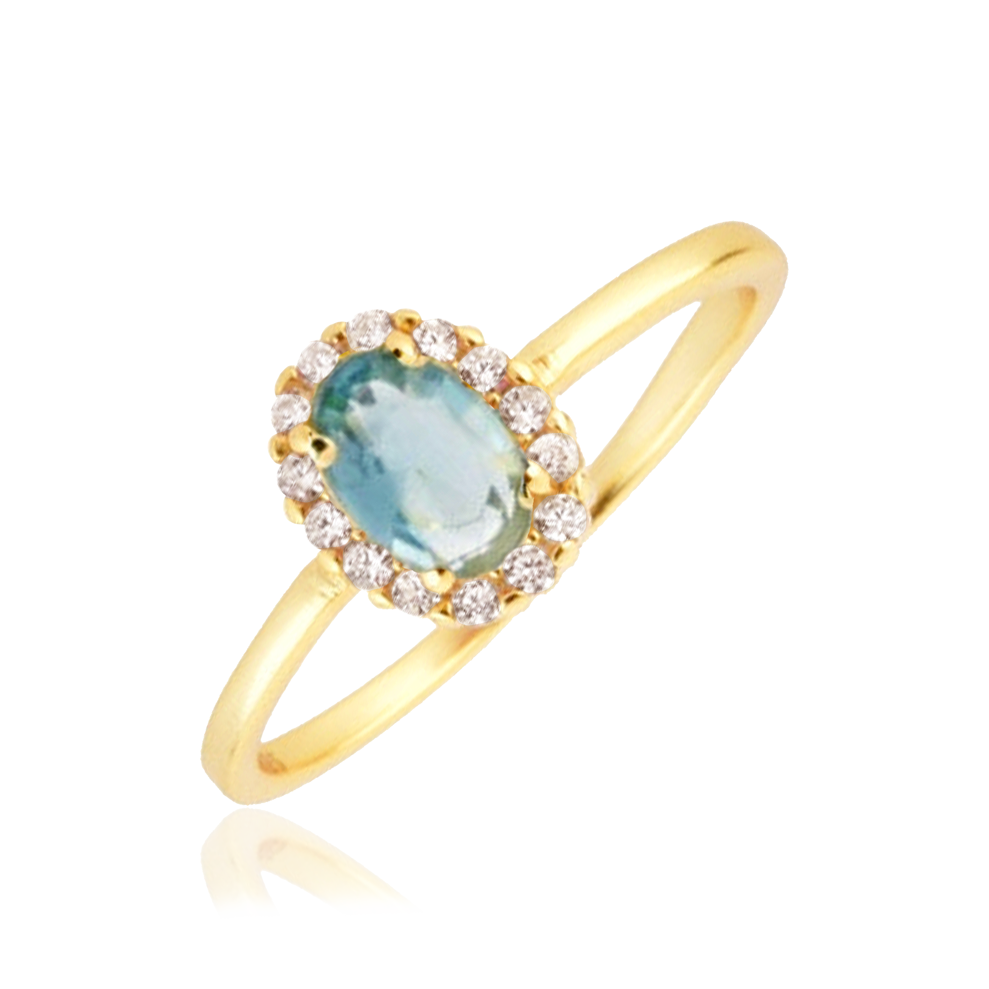 Anillo Oval Celeste Oro