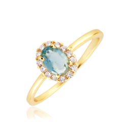 Anillo Oval Celeste Oro