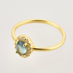 Anillo Oval Celeste Oro