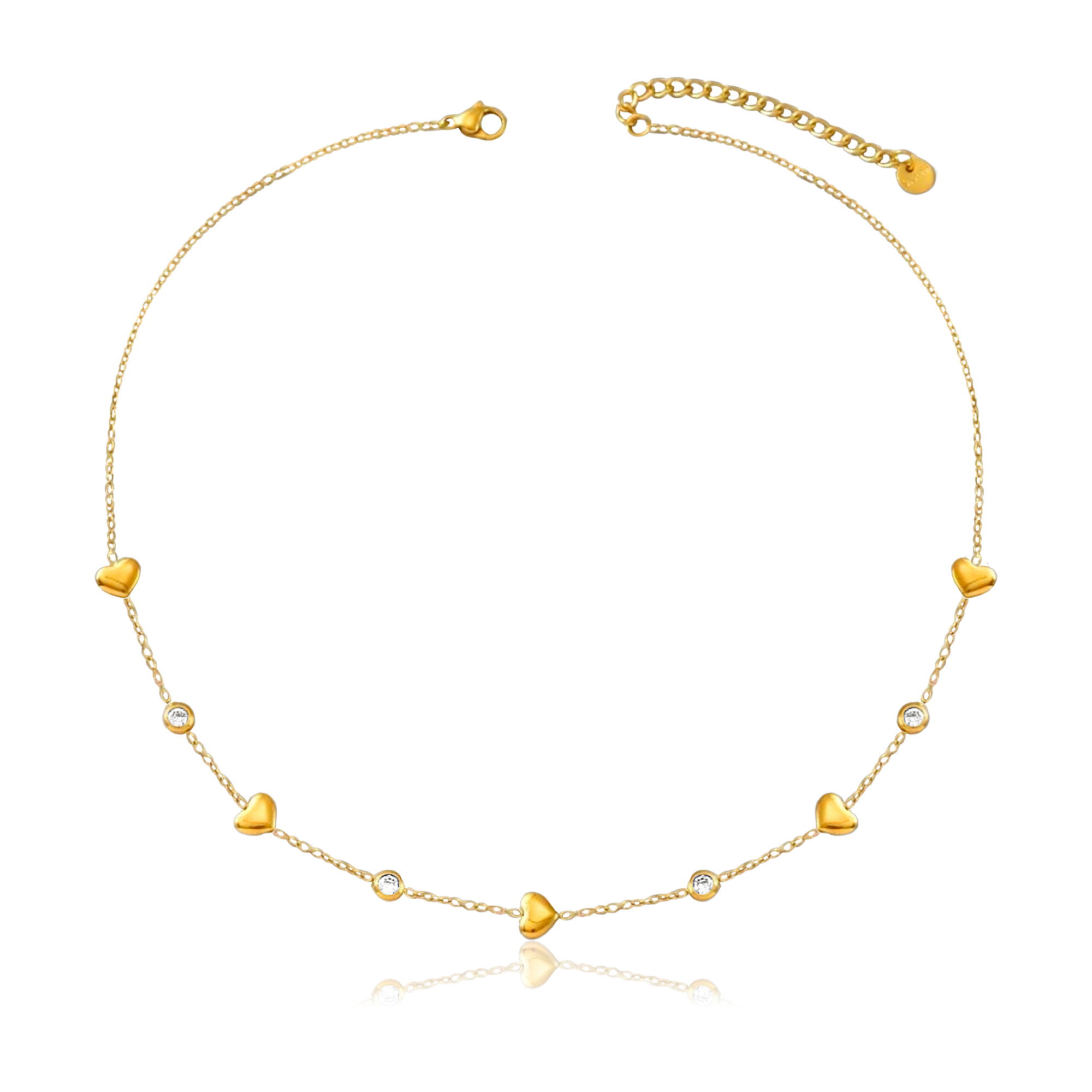 Choker Corazones y Circonitas Oro