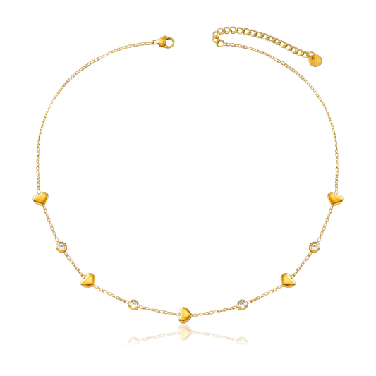 Choker Corazones y Circonitas Oro