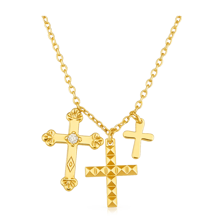 Gold Crosses Necklace 