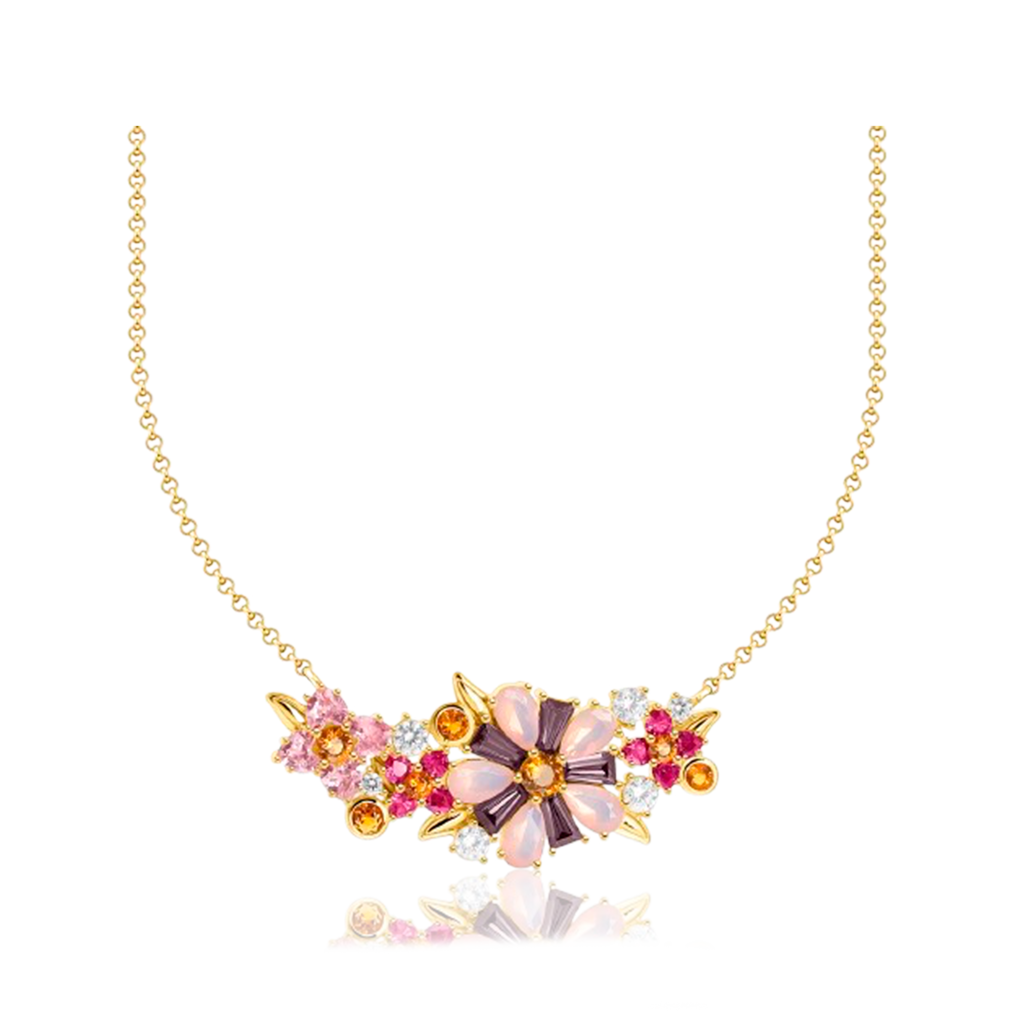 Collar Flores de Colores Oro