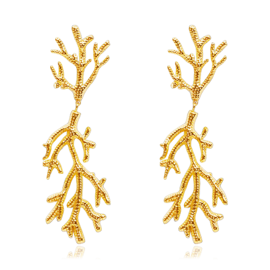 Pendientes Coral Gorgonia Oro