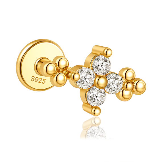 Pendiente Daisy Bolitas Oro