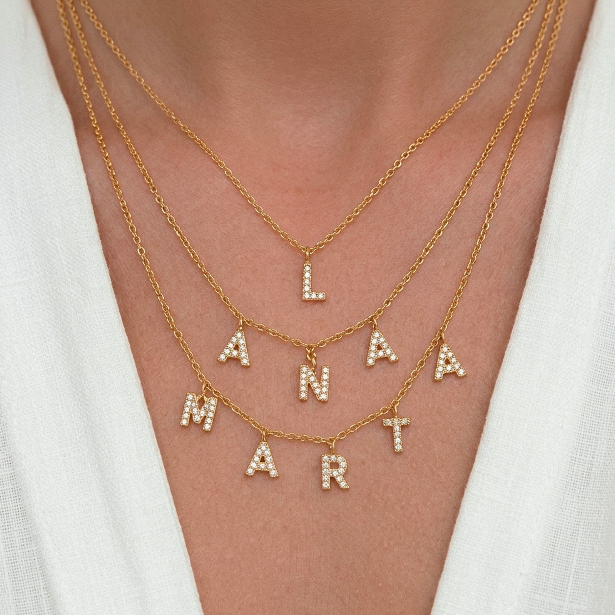 Collar Iniciales Personalizado Oro