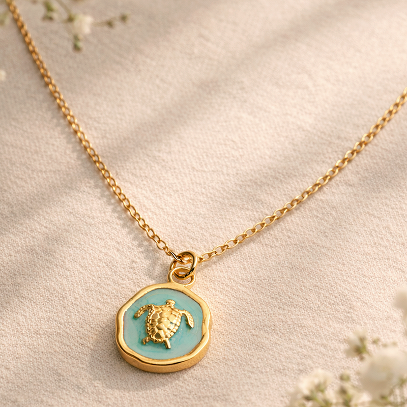 Collar Turquesa Sea Turtle Oro