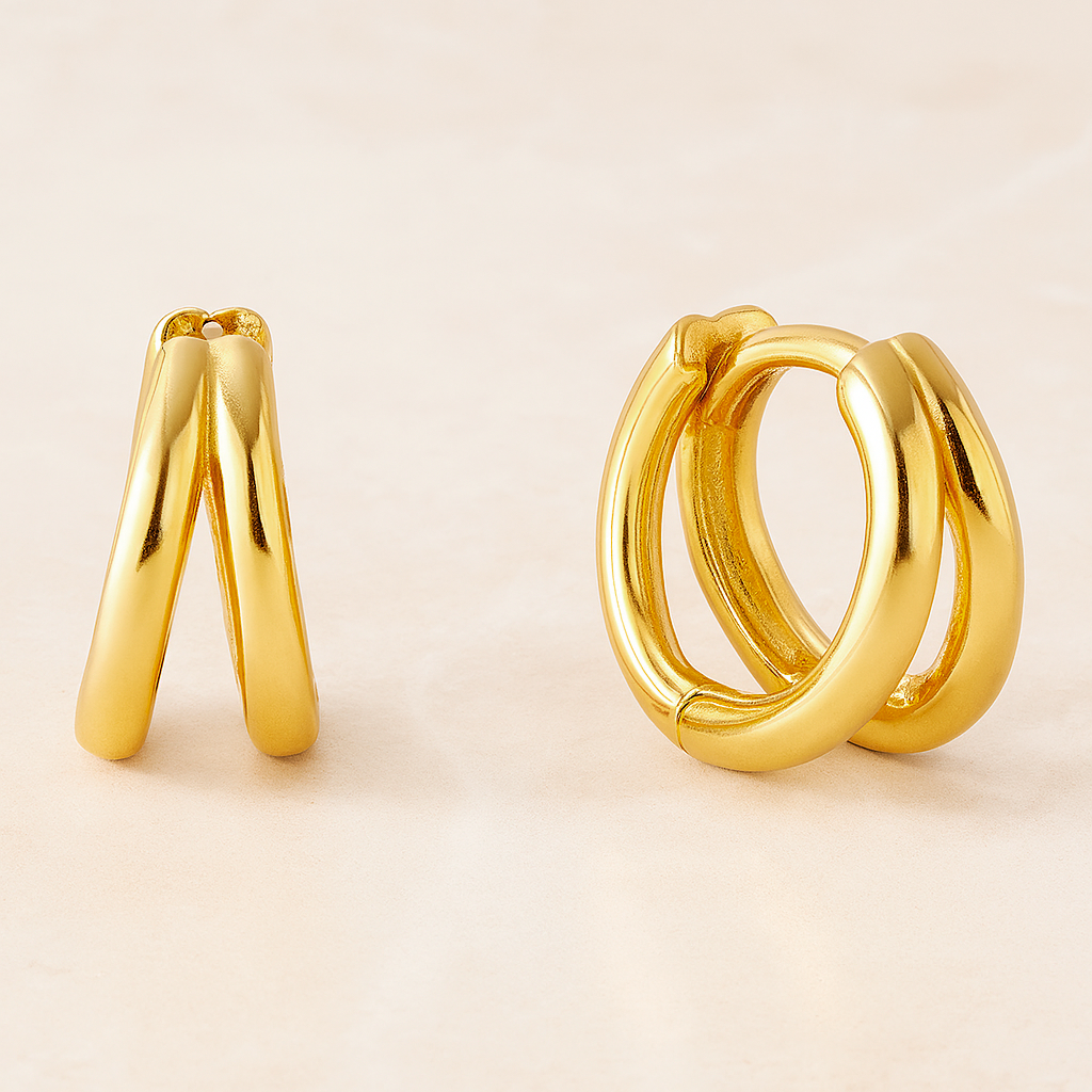 Aros Mini Dobles Oro
