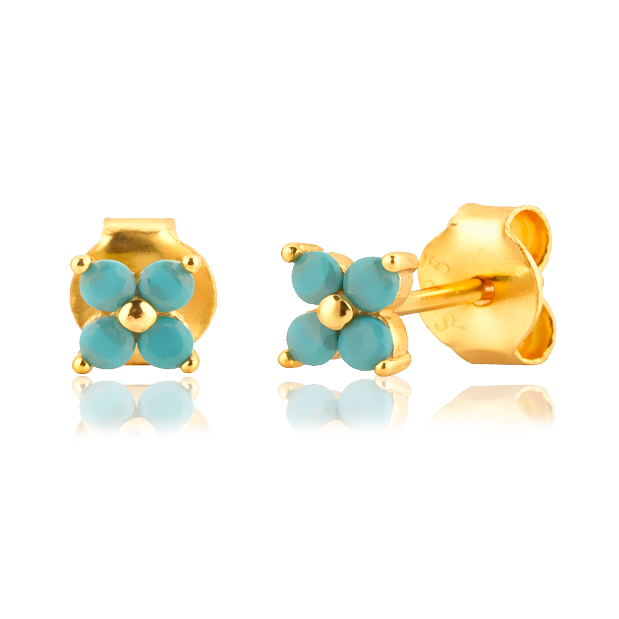 Pendientes Aguamarina Flower Oro