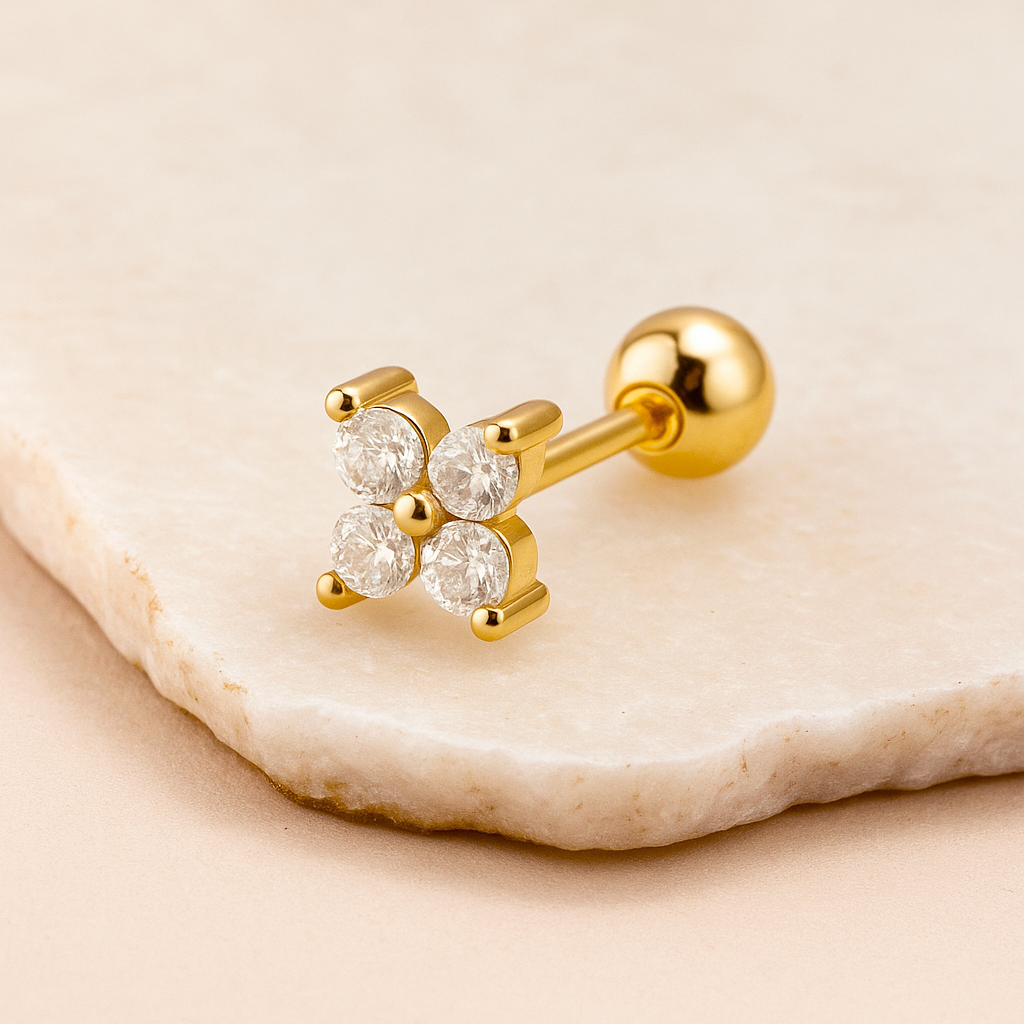 Mini White Flower Earring