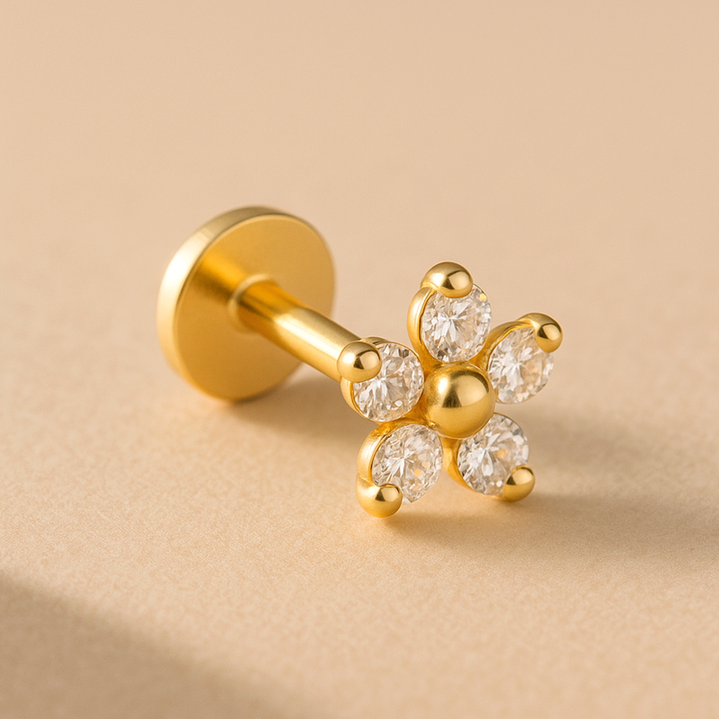 Pendiente White Daisy Oro