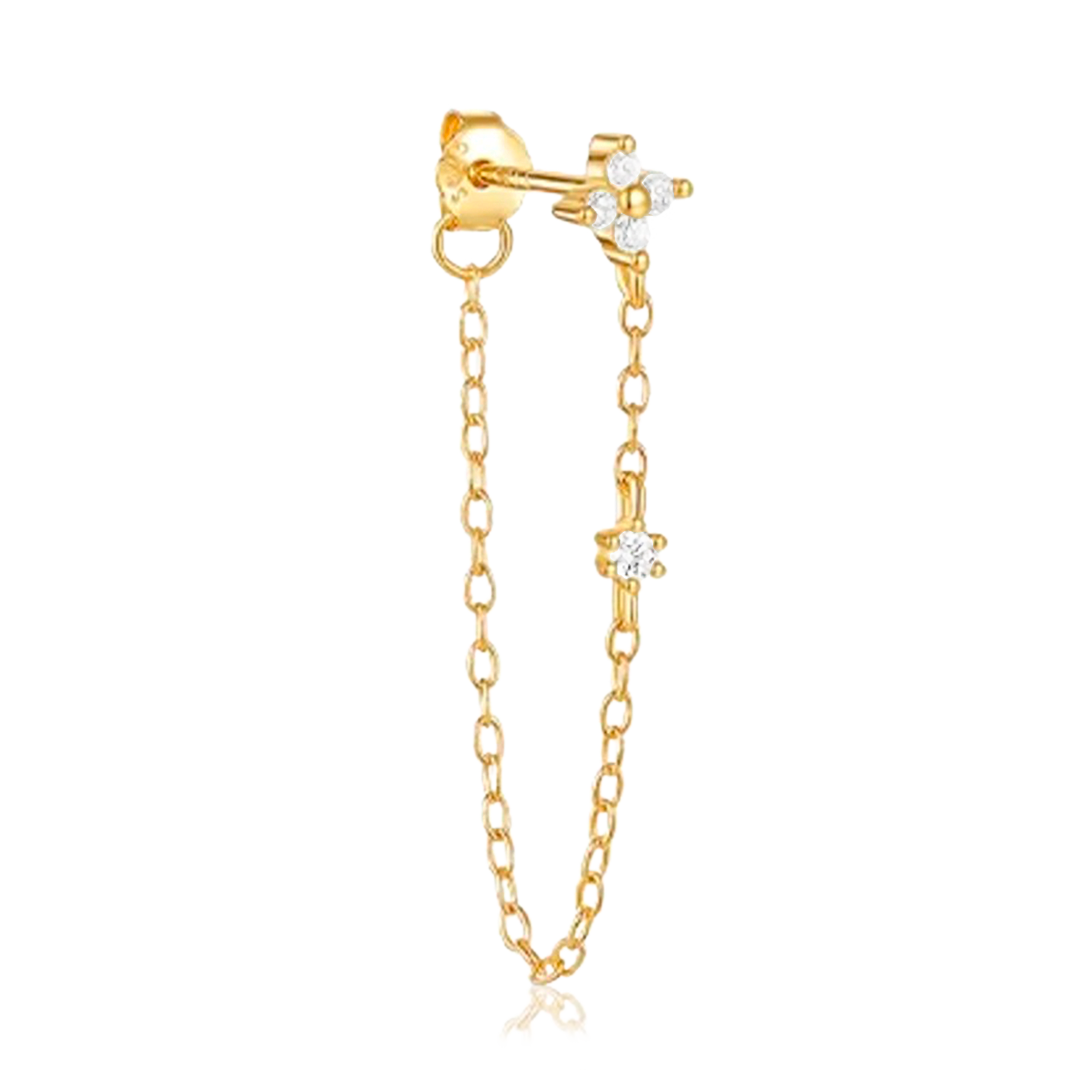 Pendiente Flor Cadenita Oro