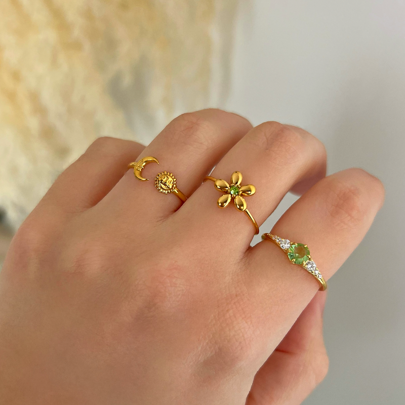 Anello Sole e Luna Oro