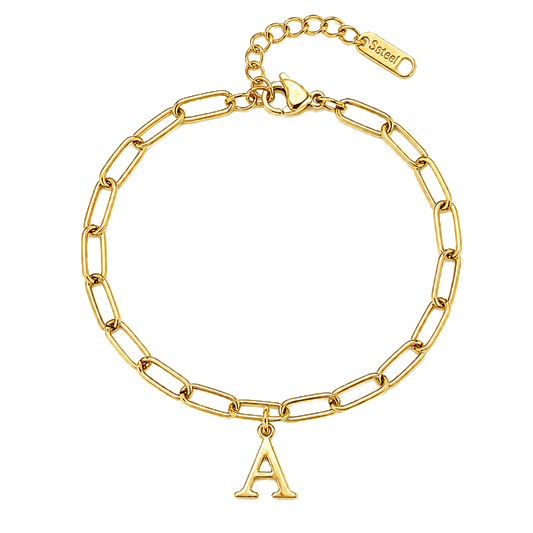 Pulsera Eslabones Letras Personalizadas Oro