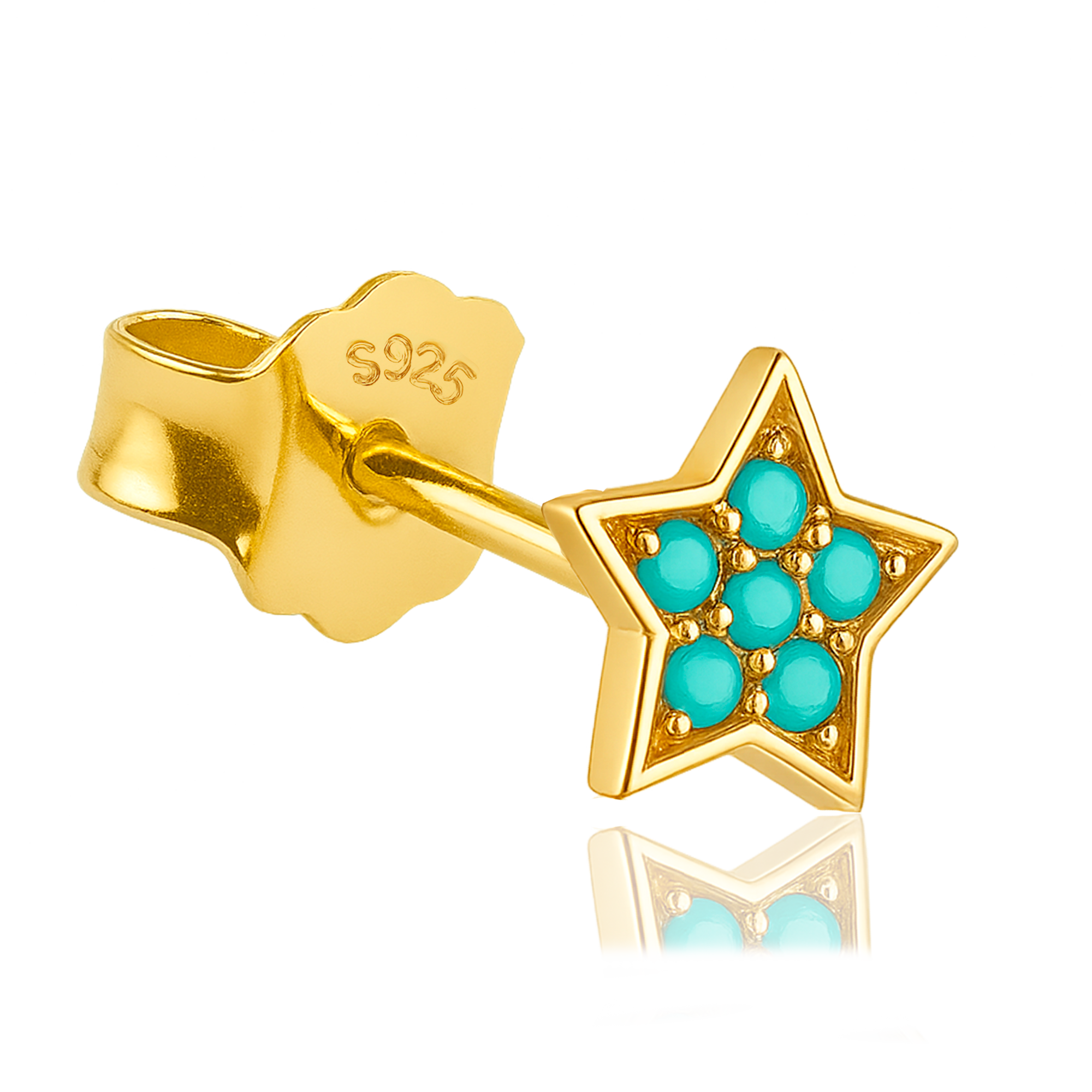 Pendiente Estrella Aguamarina Oro