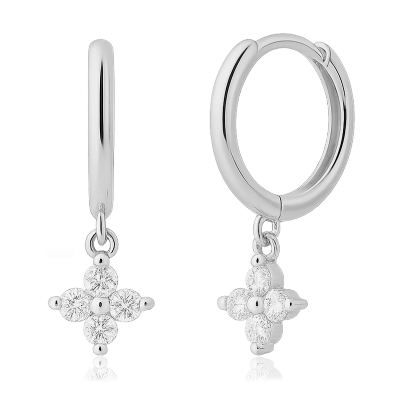 Aros White Flor Plata