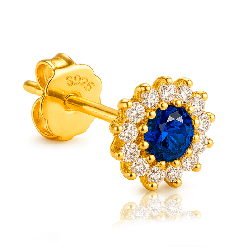 Pendiente Girasol Azul Oro