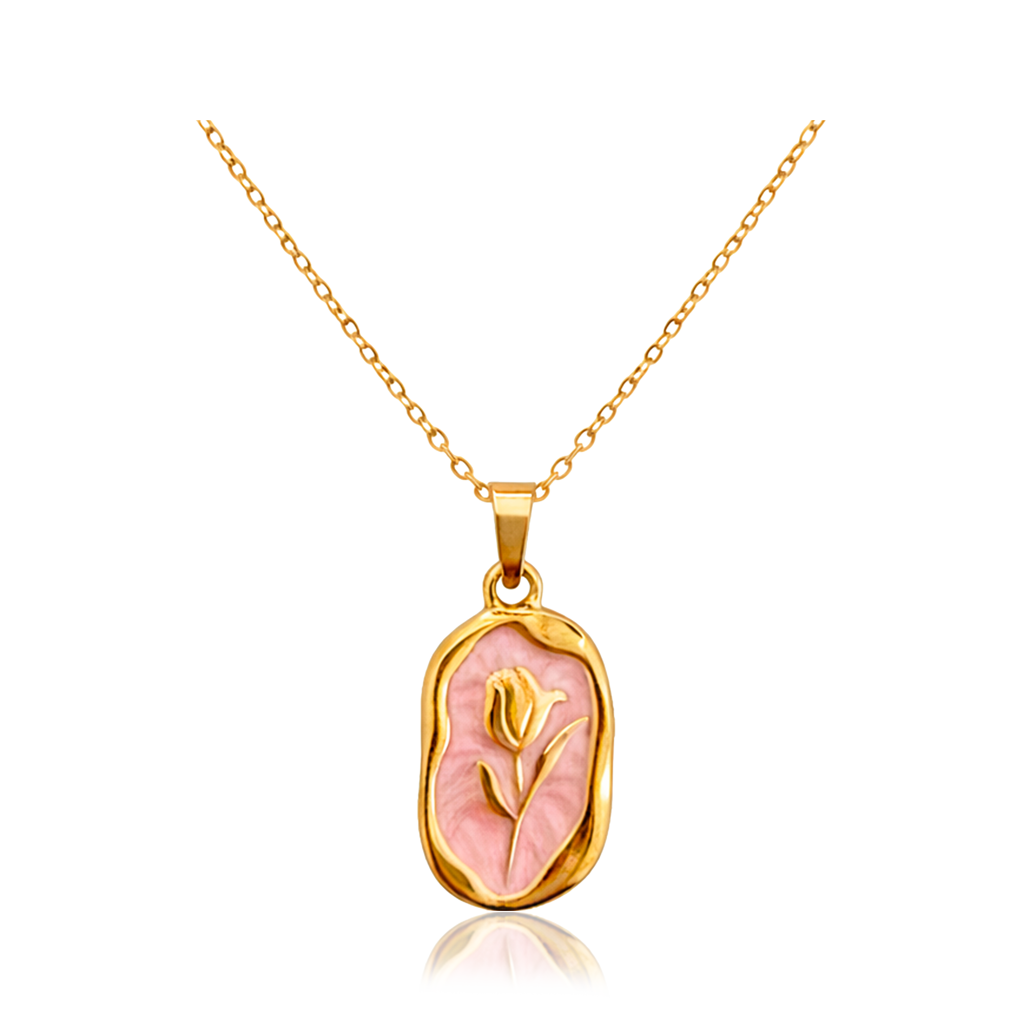 Collar Tulipán Rosa Oro