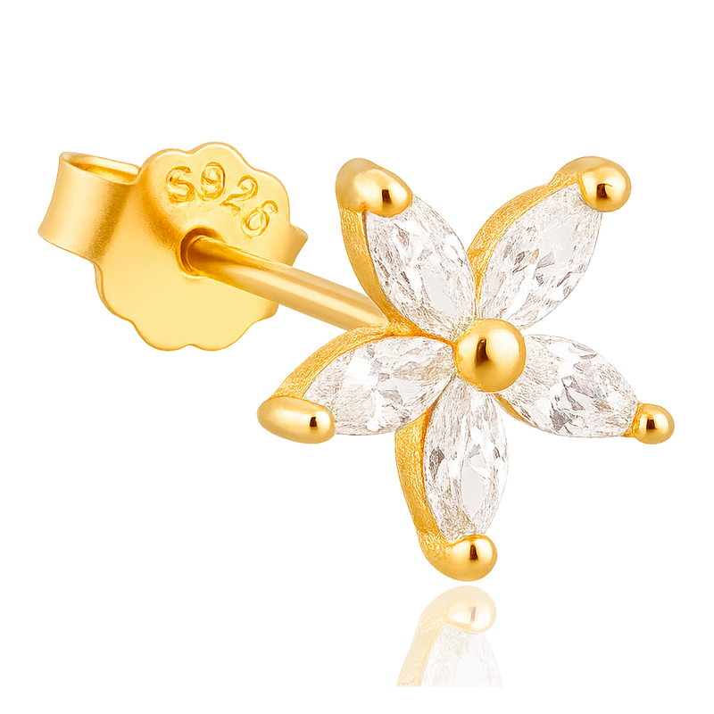 Pendiente Flor Blanca Oro