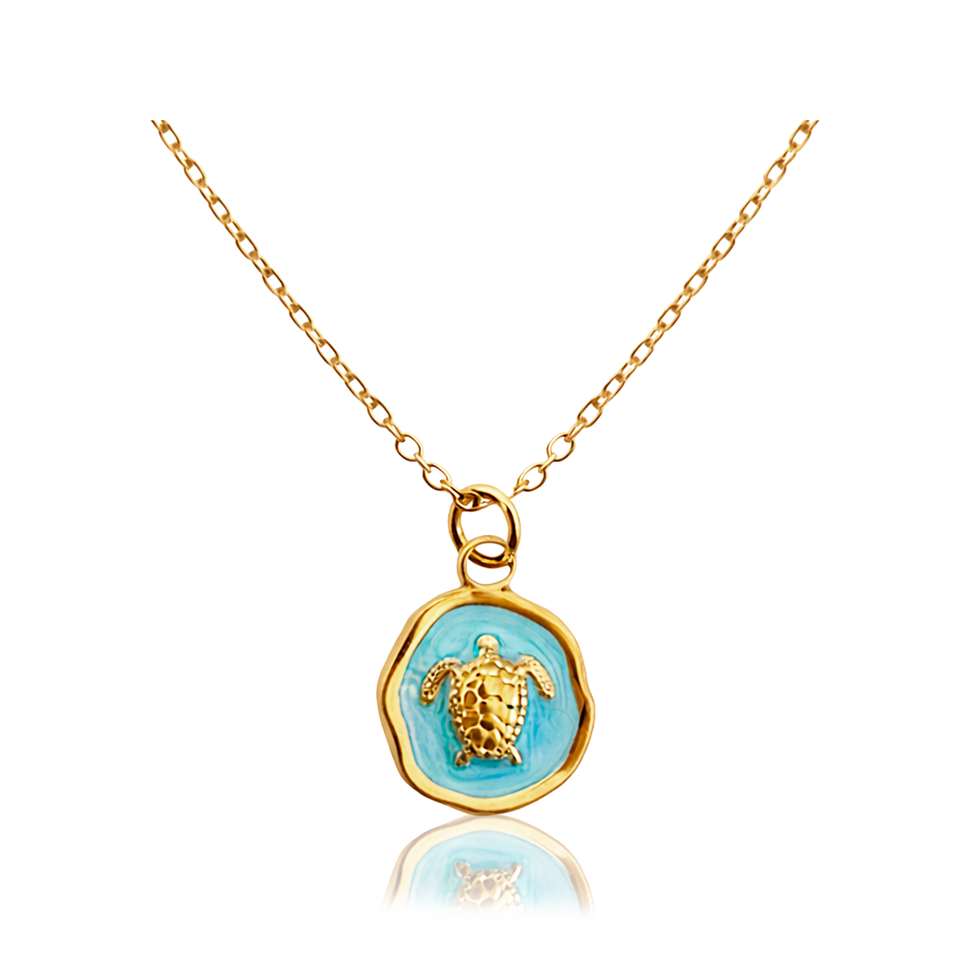 Collar Turquesa Sea Turtle Oro