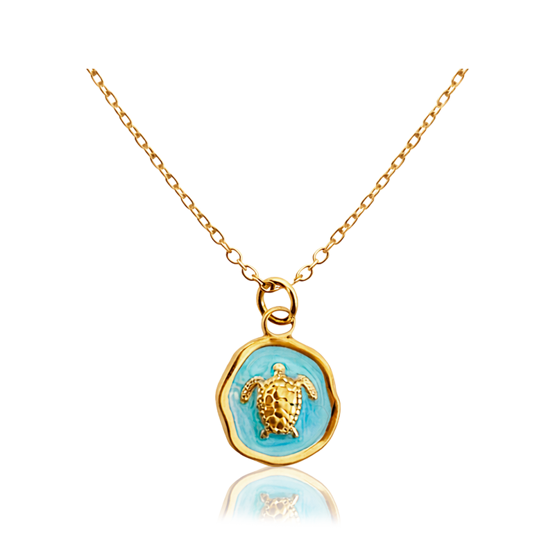 Collar Turquesa Sea Turtle Oro