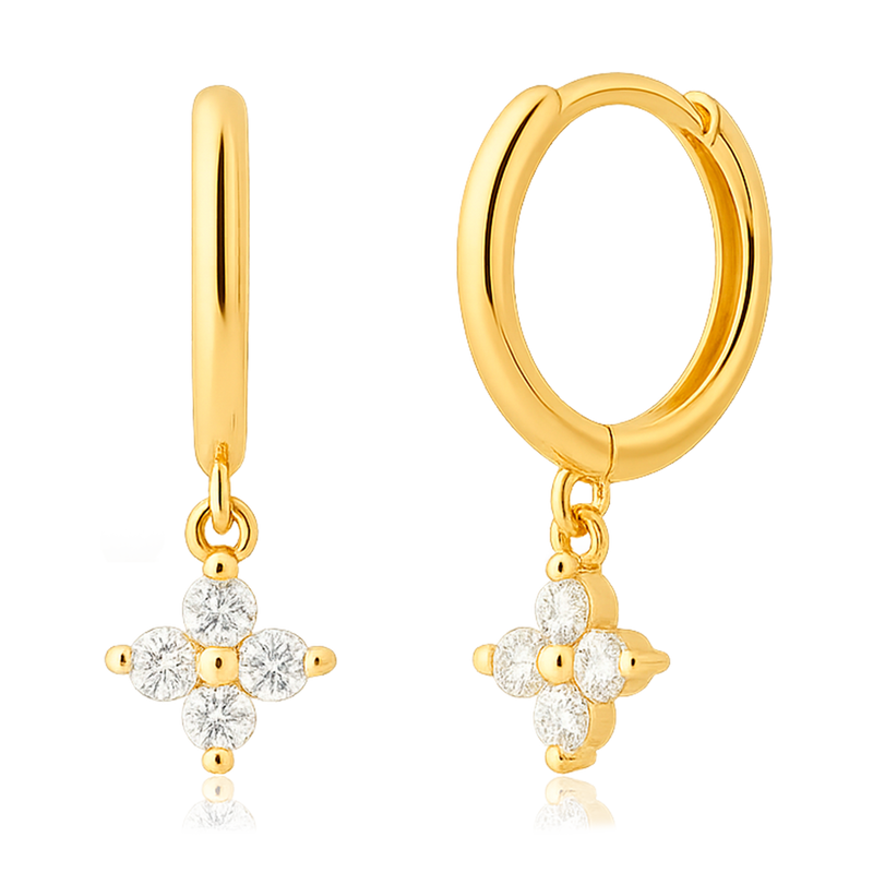 Aros White Flor Oro