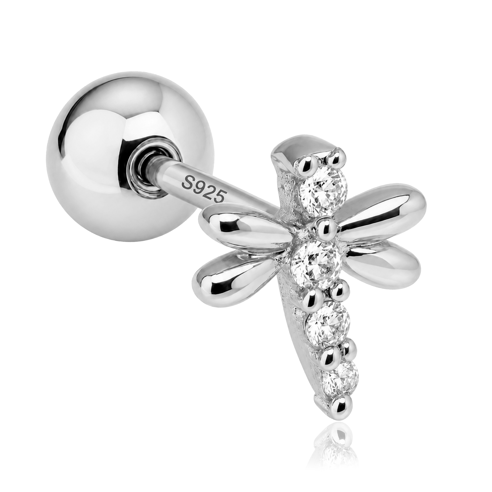 Pendiente Mini Shiny Libélula Plata