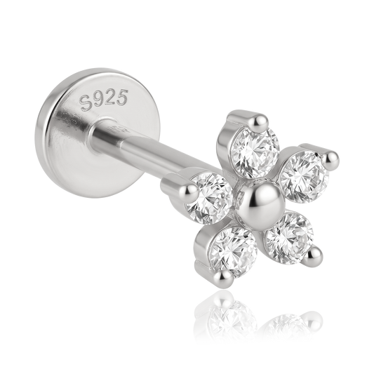 White Daisy Silver Earring