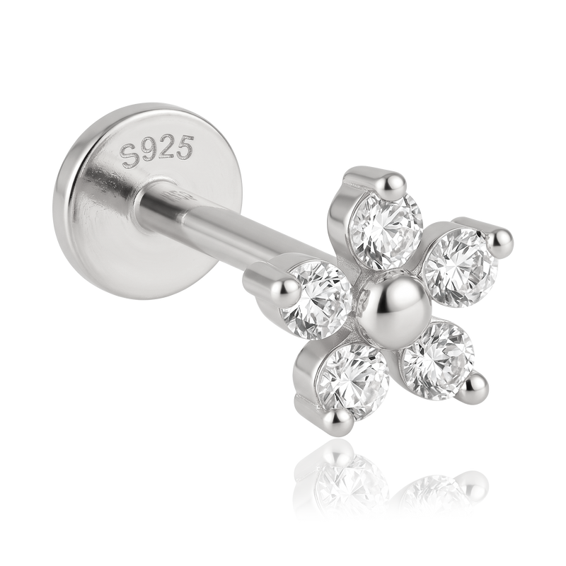White Daisy Silver Earring