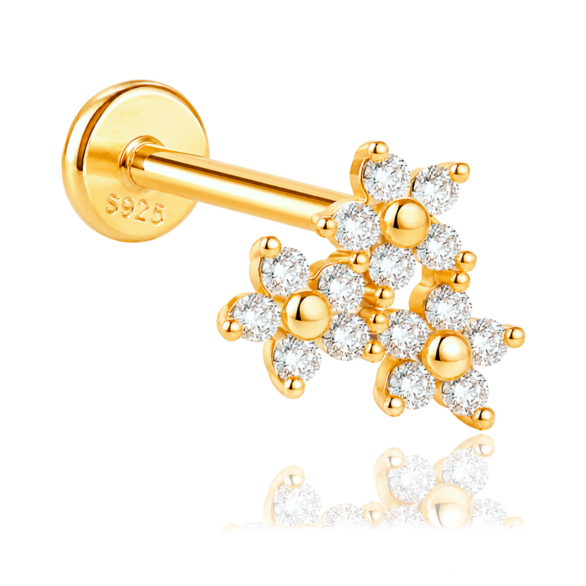 Pendiente Triple Daisy Oro