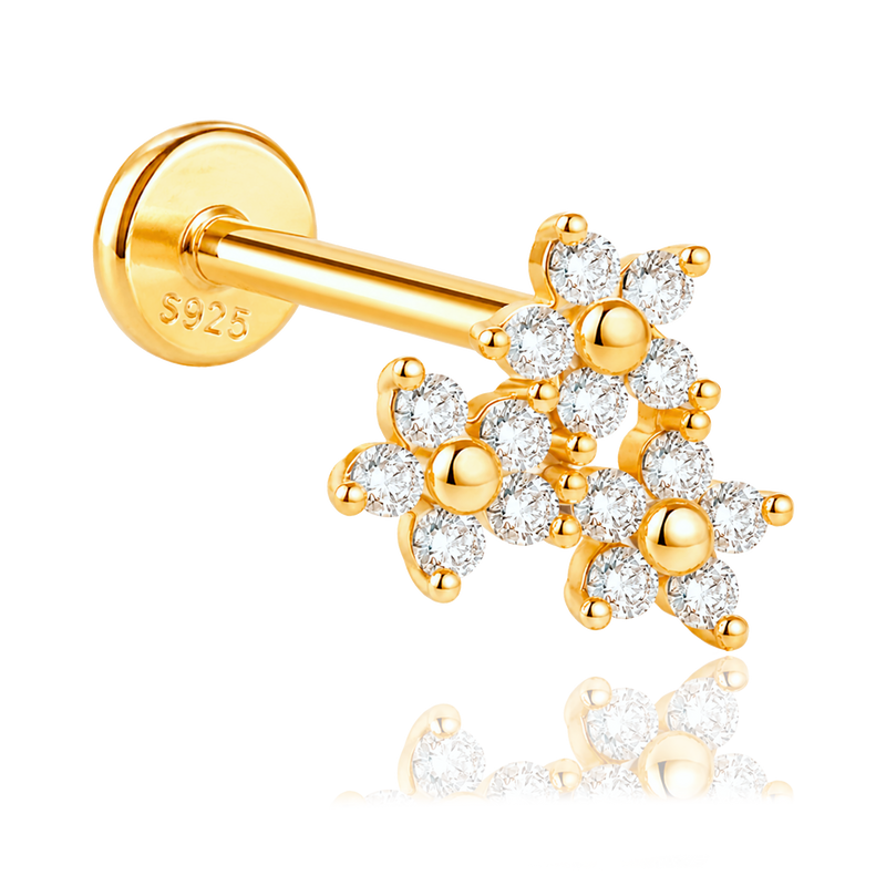 Pendiente Triple Daisy Oro