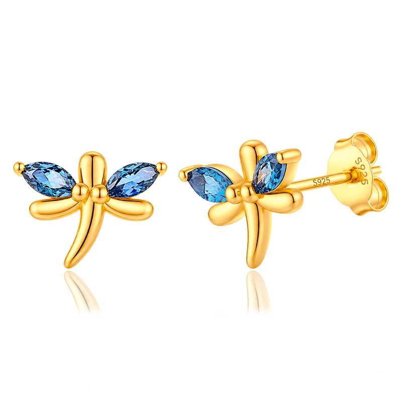 Pendientes Blue Libélula Oro