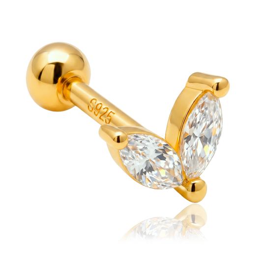 Pendiente Blossom Blanco Oro