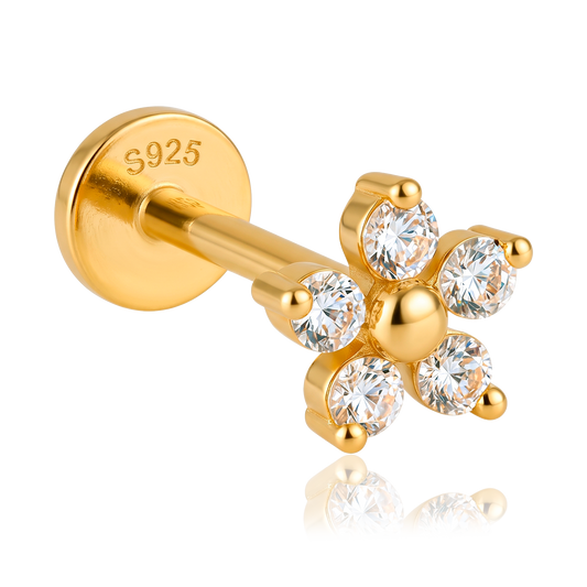 White Daisy Gold Earring