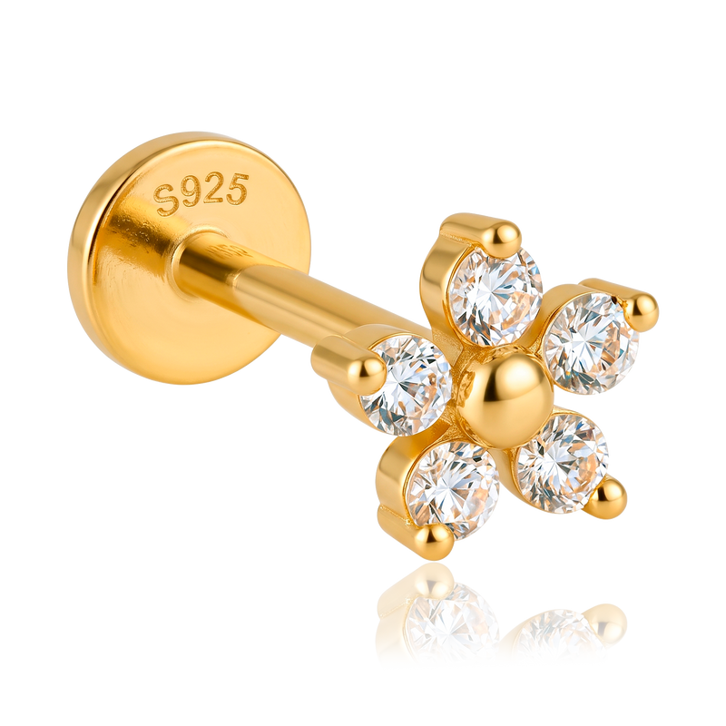 White Daisy Gold Earring